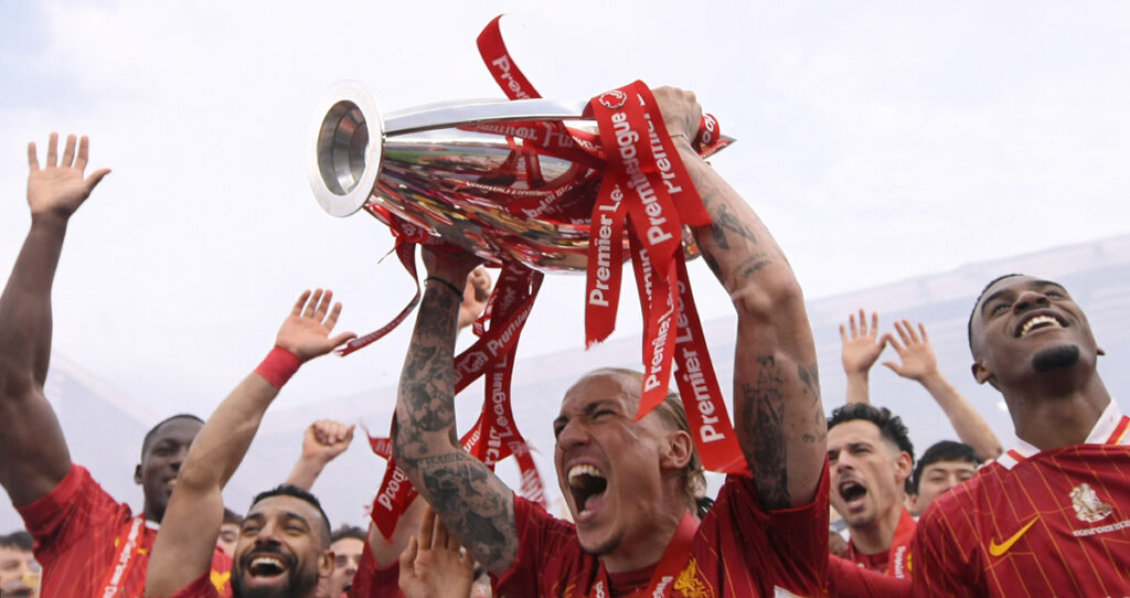 English Premier League trophy Liverpool 2025